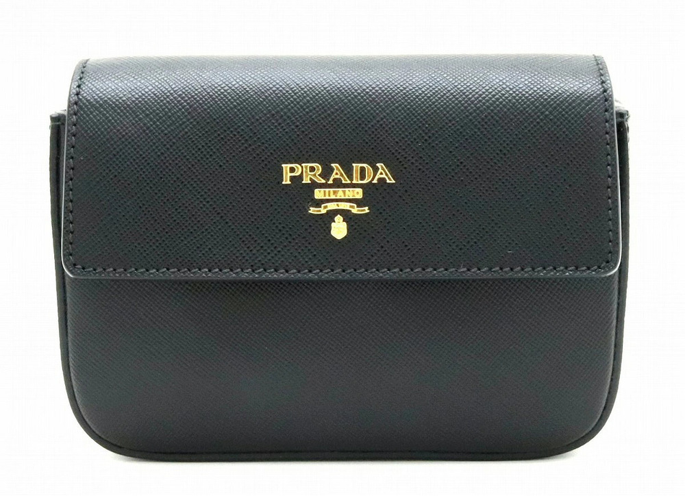 Prada Saffiano Leather Multi Pouch Clutch Embossed Black Nero Black